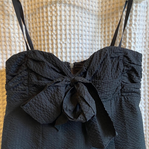 Nanette Lepore Black Seersucker Corset Top - Size 12 - Picture 2 of 11